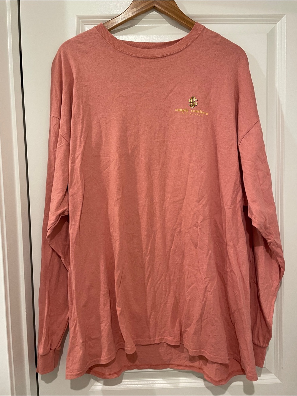 Simply Southern Long-Sleeve Tee in Dusty Rose Pink check meowt cat xxl